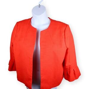 Halogen Red Women Woven Blazer 3/4 Tulip Sleeves XL